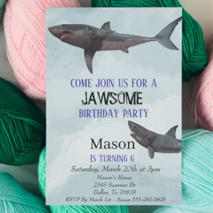 Great White Shark Jawsome Child's Birthday Invitation