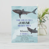 Great White Shark Jawsome Child's Birthday Invitation (Standing Front)