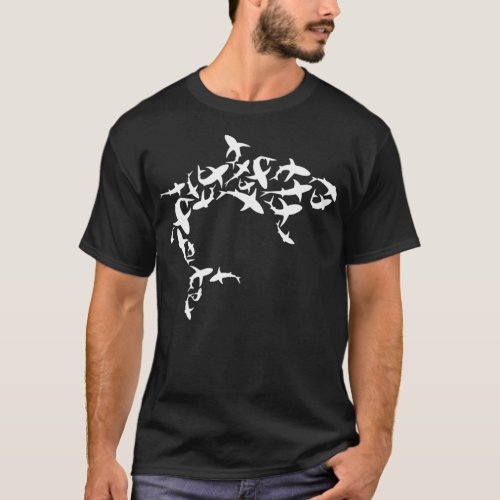 Great White Shark Lover Graphic Silhouette  T_Shirt