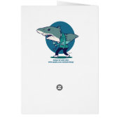 great white shark man walking funny cartoon cards (Back)