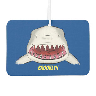 Great white shark mean cartoon illustration air freshener