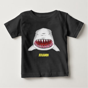 Great white shark mean cartoon illustration baby T-Shirt