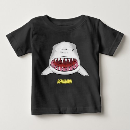 Great white shark mean cartoon illustration baby T_Shirt