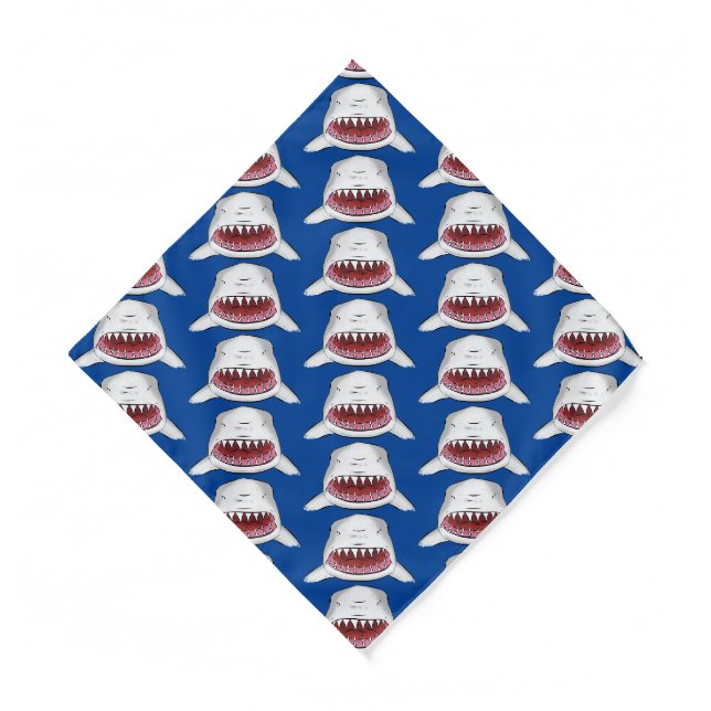 Great white shark mean cartoon illustration  bandana (Front)