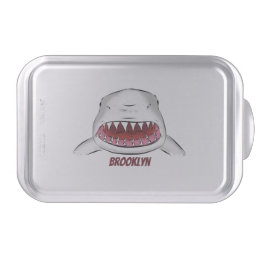 Great white shark mean cartoon illustration cake pan
