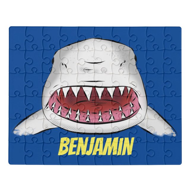 Great white shark mean cartoon illustration jigsaw puzzle (Puzzle Horizontal)