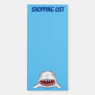 Great white shark mean cartoon illustration magnetic notepad