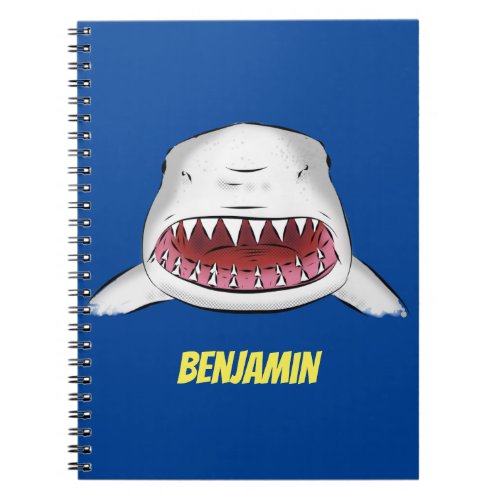 Great white shark mean cartoon illustration notebook