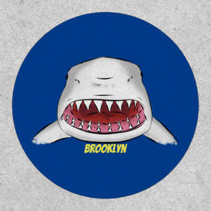 Great white shark mean cartoon illustration patch