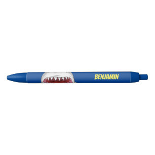 Great white shark mean cartoon illustration pen