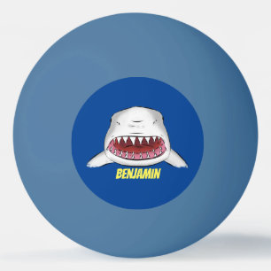 Great white shark mean cartoon illustration  ping pong ball