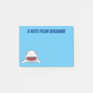 Great white shark mean cartoon illustration post-it notes
