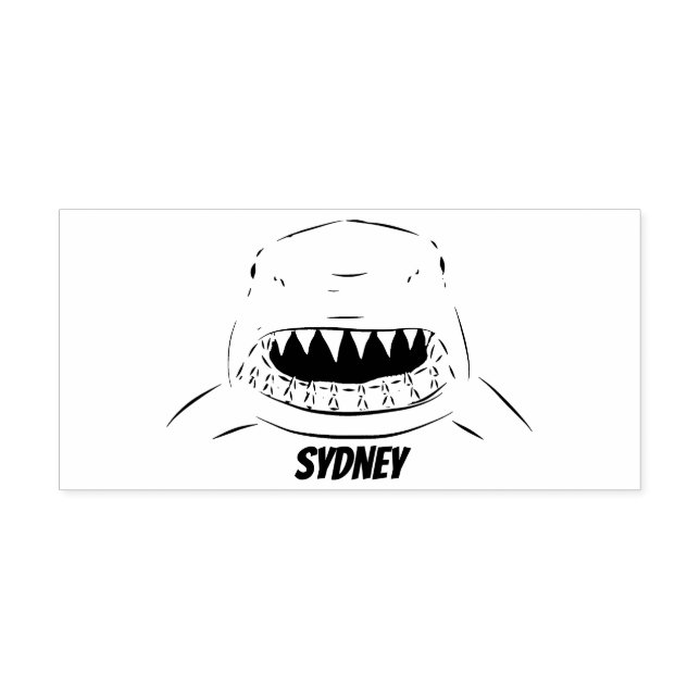 Great white shark mean cartoon illustration rubber stamp (Imprint)