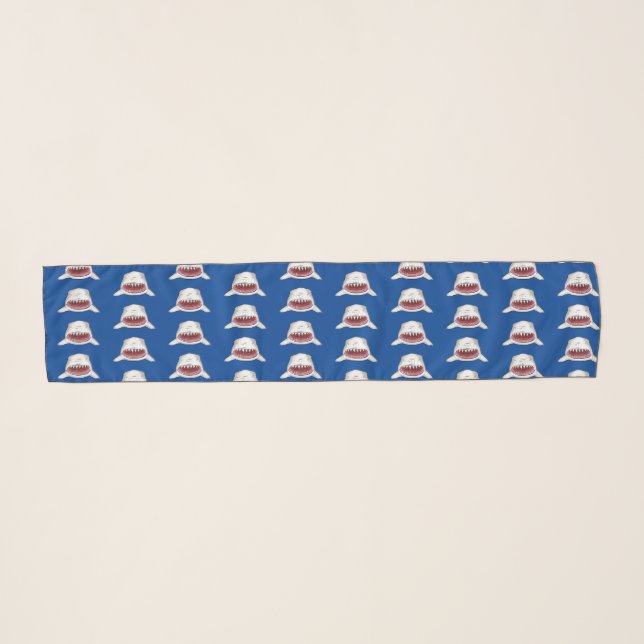 Great white shark mean cartoon illustration scarf (Front (Horizontal))