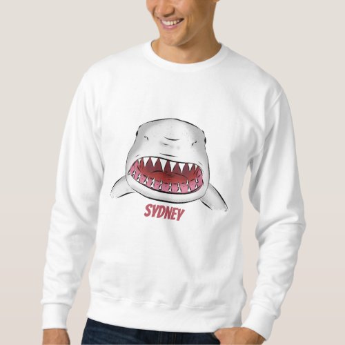 Great white shark mean cartoon illustration sweatshirt