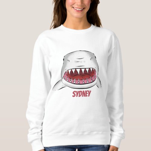 Great white shark mean cartoon illustration sweatshirt