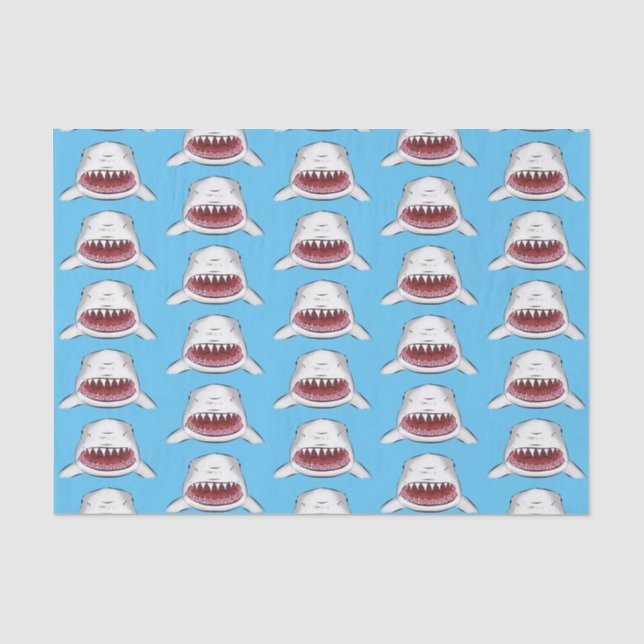 Great white shark mean cartoon illustration tissue paper (Front)
