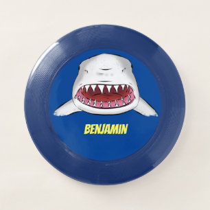 Great white shark mean cartoon illustration Wham-O frisbee