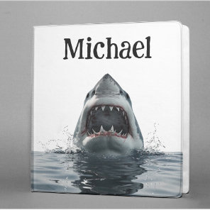 Great White Shark Ocean Personalized 3 Ring Binder