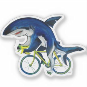Great White Shark On A Road Bike Sticker