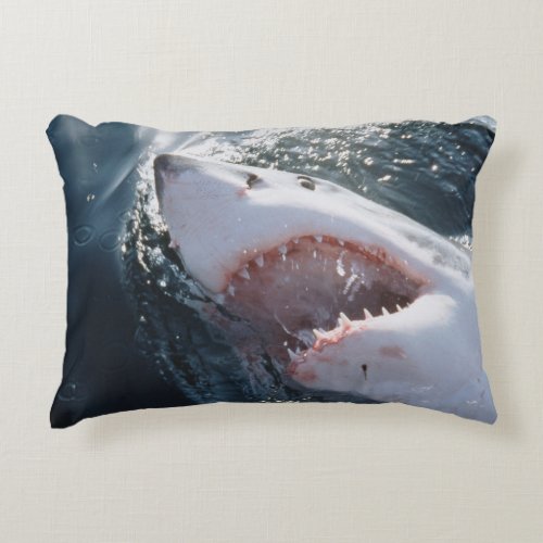 Great White Shark on sea Decorative Pillow