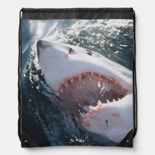 Great White Shark on sea Drawstring Bag