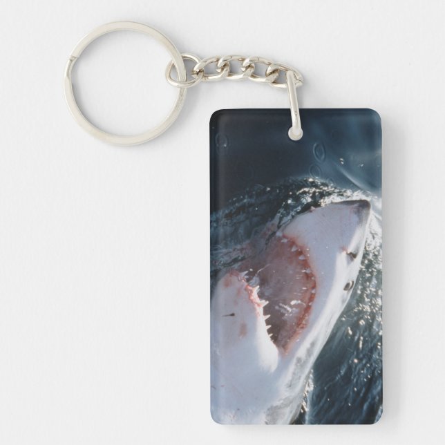 Great White Shark on sea Keychain (Front)