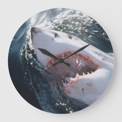 Great White Shark on sea Large Clock