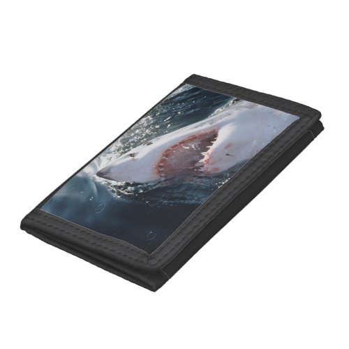 Great White Shark on sea Tri_fold Wallet