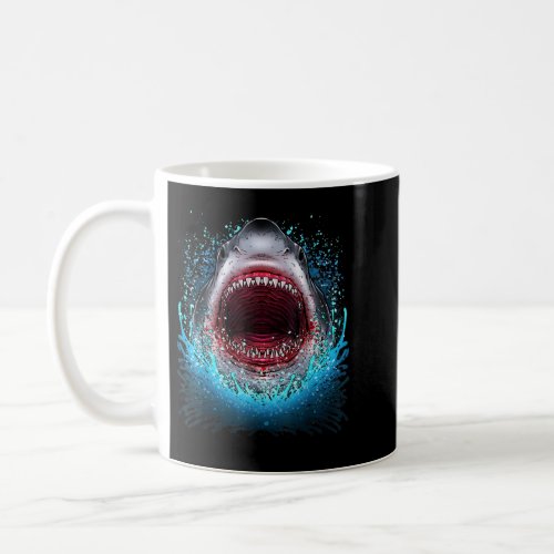Great White Shark Open Mouth Teeth Beach Ocean Ani Coffee Mug