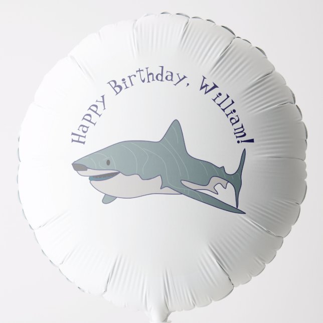 Great White Shark Personalized Birthday Party Balloon (Front)