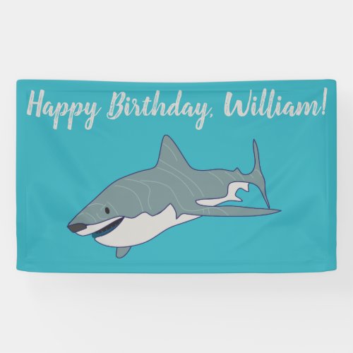 Great White Shark Personalized Birthday Party Banner
