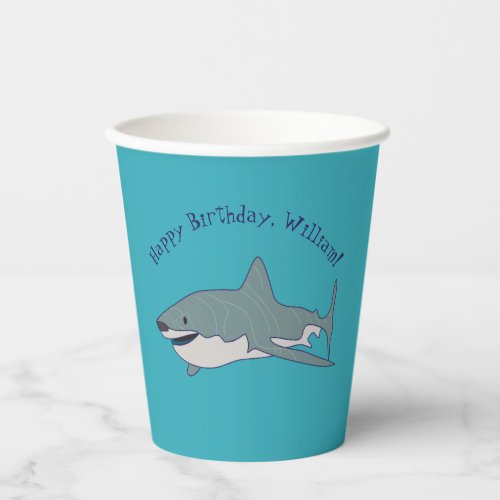 Great White Shark Personalized Birthday Party Pape Paper Cups