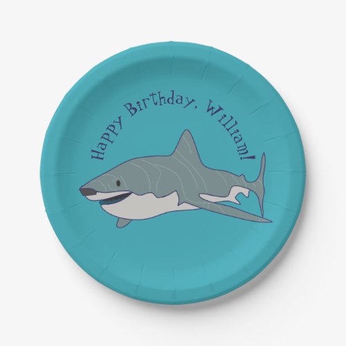 Great White Shark Personalized Birthday Party Paper Plates