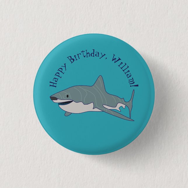 Great White Shark Personalized Message Button (Front)