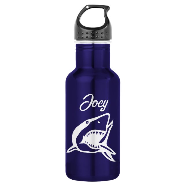 Great white shark personalized water bottle (Front)
