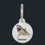 Great White Shark Pet Dog Cat Lost Id Pet ID Tag<br><div class="desc">This design was created though digital art. It may be personalized in the area provided or customizing by choosing the click to customize further option and changing the name, initials or words. You may also change the text color and style or delete the text for an image only design. Contact...</div>