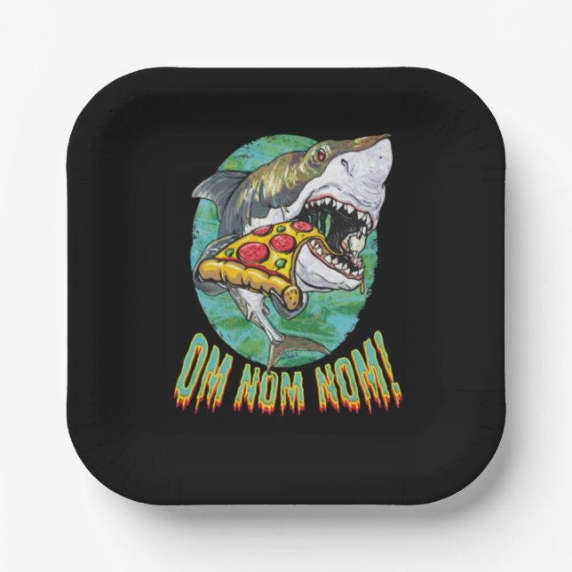 Great White Shark Pizza Paper Plates (Front)