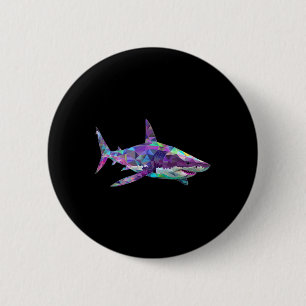 Great White Shark Polygon Fishing Scuby Diving Sha Button
