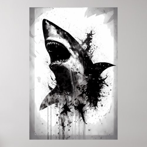 Great White Shark Portrait Poster