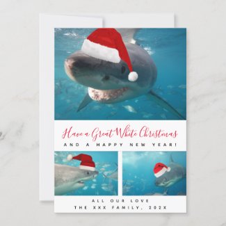 Great White Shark Red Script Multi Photo Collage