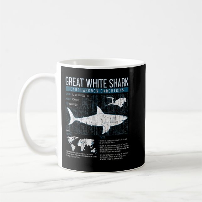 Great White Shark  Science Sharks Facts Geek Graph Coffee Mug (Left)