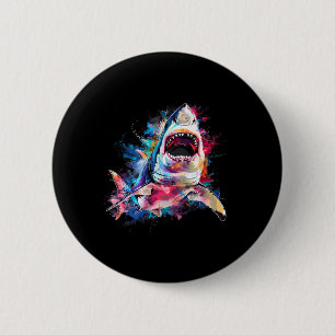 Great White Shark Scuby Diving Fishing Shark Lover Button