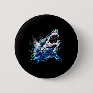 Great White Shark Scuby Diving Fishing Shark Lover Button