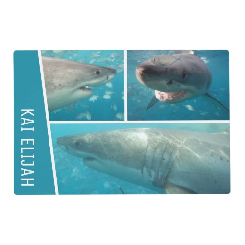 Great White Shark Sea Theme Photo Collage Placemat