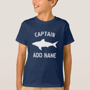 Great white shark silhouette boat captain kid's T-Shirt