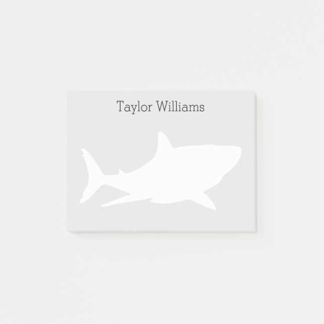Great White Shark Silhouette with Your Name Post-it Notes (Front)