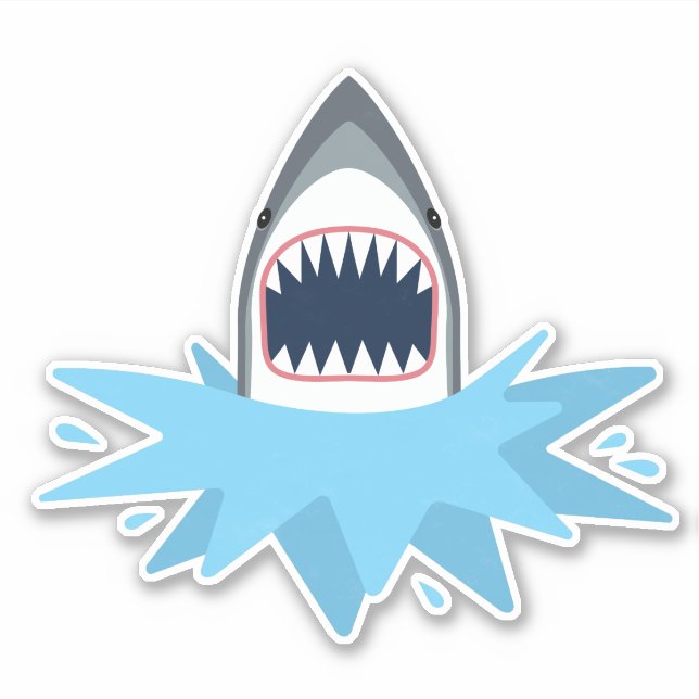 Great White Shark Splash Sticker (Front)
