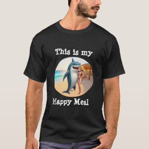 Great White Shark Surfing Beach Vacation Novelty  T-Shirt