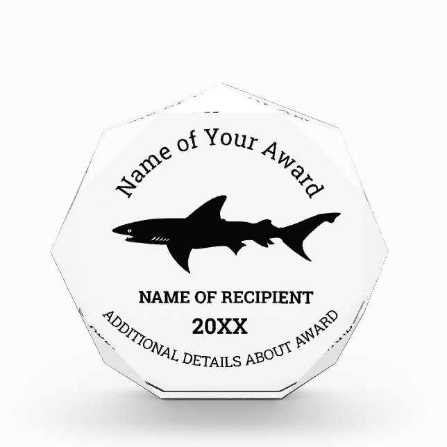 Great White Shark Swimmer Diver Salesman Funny Acrylic Award (Front)